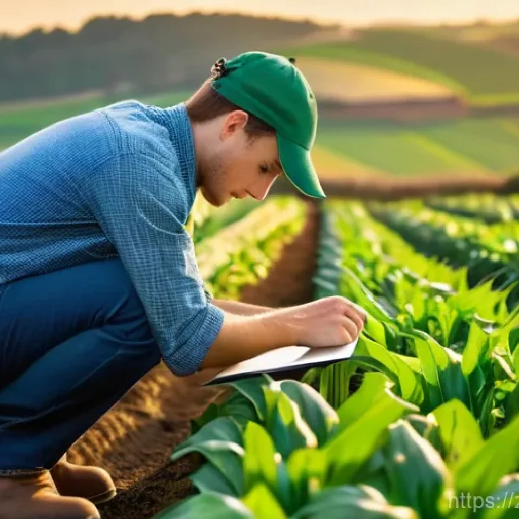 농업기술 자격증 취득 팁 총정리 - **A dedicated young agronomist in a vibrant crop field.** The image features a diverse, fully clothe...