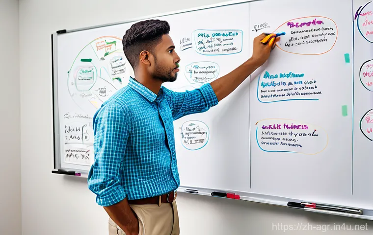 농업기술 자격증 필기 공부법 - A young woman, neatly dressed in a comfortable, modest sweater and jeans, is seated at a bright, org...