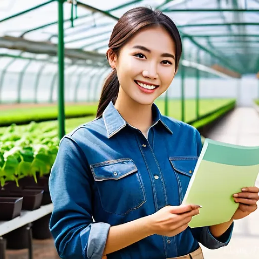 농업기술 관련 자격증 추가 취득 - **Prompt 1: Modern Agricultural Expert with Certificate**
A vibrant, medium shot of a confident ...