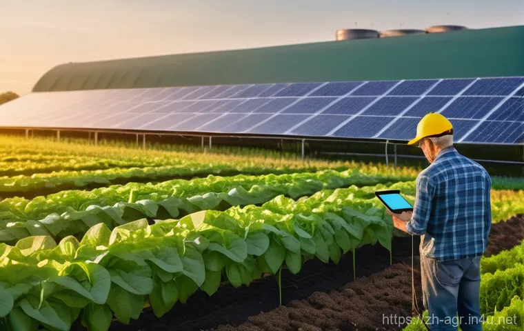 농업기술 자격증의 실효성 분석 - **Prompt:** A vibrant, futuristic smart farm at sunrise. In the foreground, a diverse group of indiv...