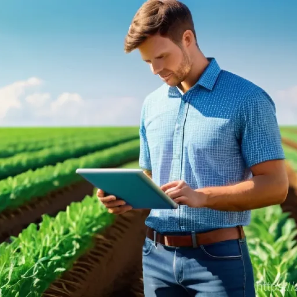 농업기술과 스마트팜 접목 사례 - **Prompt:** A serene, sun-drenched agricultural field stretches into the distance under a clear blue...