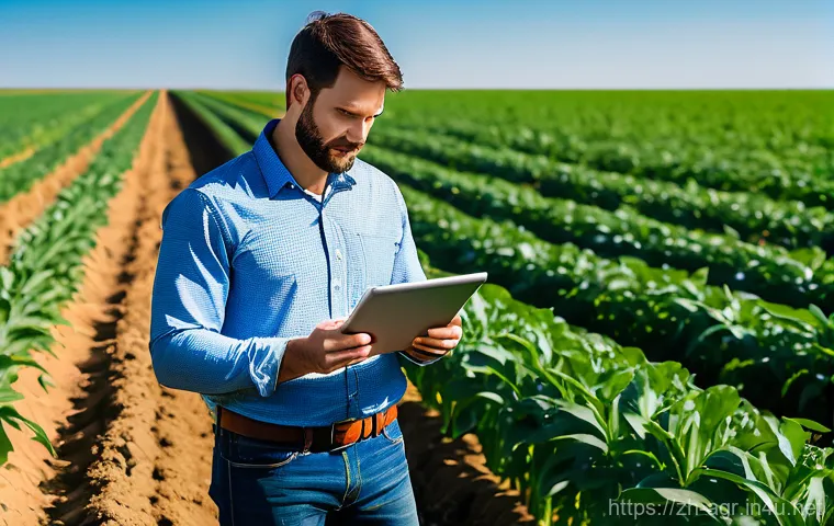 농업기술 자격증 취득 후 직무 사례 - Image Prompt 1: The Smart Farmer of Tomorrow**