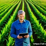 농업기술 직무 일상 공유 - **Prompt 1: Sky Eye Guardian and Precision Farming**
    "A wide, cinematic shot of a modern, intell...